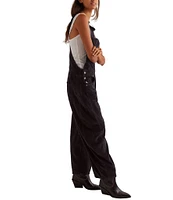 Free People We The Free Good Luck Corduroy Square Neck Sleeveless Barrel Leg Overalls