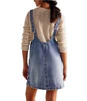 Free People We The Free High Roller Denim Scoop Neck Sleeveless Overall Dress