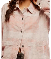 Free People We The Free Keep It Cozy Plaid Point Collar Neck Long Sleeve Button Front Flannel Shirt