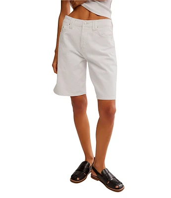 Free People We The Free Montana Mid Rise Bermuda Denim Shorts