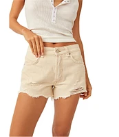 Free People We The Free Now Or Never Mid Rise Raw Hem Denim Shorts