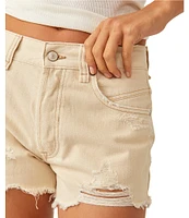 Free People We The Free Now Or Never Mid Rise Raw Hem Denim Shorts