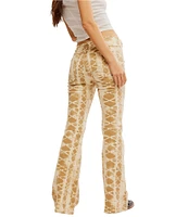 Free People We The Free Penny Snake Print Mid Rise Pull On Flare Pants