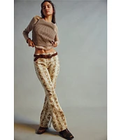 Free People We The Free Penny Snake Print Mid Rise Pull On Flare Pants