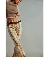 Free People We The Free Penny Snake Print Mid Rise Pull On Flare Pants