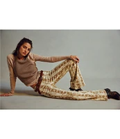 Free People We The Free Penny Snake Print Mid Rise Pull On Flare Pants