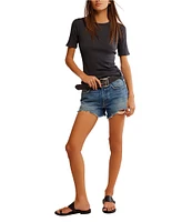 Free People We The Free Picture You Ribbed Pointelle Crew Neck Short Sleeve Tee