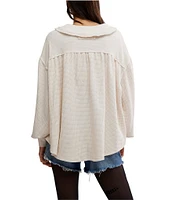 Free People We The Free Queen Of Hearts Peter Pan Collar Neck Long Sleeve Thermal Top