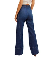 Free People We The Free Ryla Denim High Rise Belted Flare Jeans