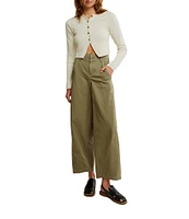 Free People We The Free Rylee Chino Mid Rise Wide Leg Crop Pant