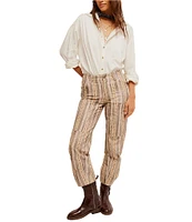 Free People We The Free Super Sonic Stripe Print Low Rise Slim Utility Pants