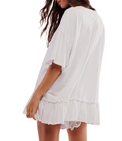 Free People We The Free Why Yes Tee Crew Neck Short Sleeve Oversized Tee