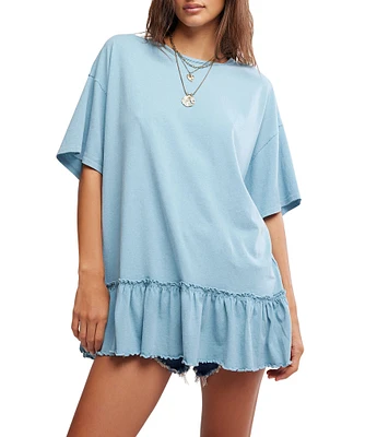 Free People We The Free Why Yes Tee Crew Neck Short Sleeve Oversized Tee