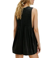 Free People Webster V-Neck Sleeveless Denim Romper