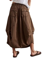 Free People Willow Poplin Mid Rise Parachute Drawstring Waist Midi Skirt
