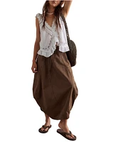Free People Willow Poplin Mid Rise Parachute Drawstring Waist Midi Skirt