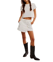 Free People Wynne Asymmetrical Wrap Denim Mini Skirt