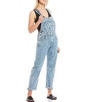 Free People Ziggy Square Neck Sleeveless Denim Cuffed Overalls