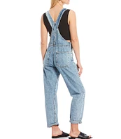 Free People Ziggy Square Neck Sleeveless Denim Cuffed Overalls