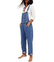 Free People Ziggy Square Neck Sleeveless Denim Cuffed Overalls