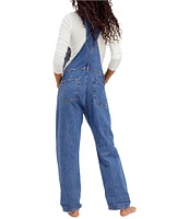 Free People Ziggy Square Neck Sleeveless Denim Cuffed Overalls