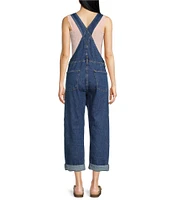 Free People Ziggy Square Neck Sleeveless Denim Cuffed Overalls