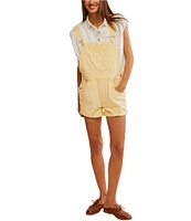 Free People Ziggy Square Neck Sleeveless Frayed Cuffed Hem Shortall Overalls