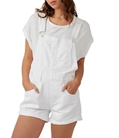 Free People Ziggy Square Neck Sleeveless Frayed Cuffed Hem Shortall Overalls