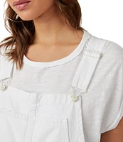 Free People Ziggy Square Neck Sleeveless Frayed Cuffed Hem Shortall Overalls