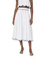 French Connection Alexis Cotton Scallop Hem Midi Skirt