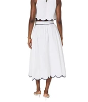 French Connection Alexis Cotton Scallop Hem Midi Skirt