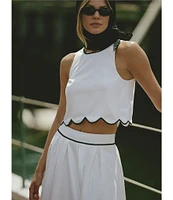 French Connection Alexis Cotton Scallop Hem Midi Skirt