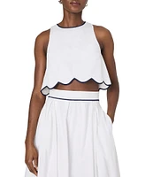 French Connection Alexis Crew Neck Sleeveless Scallop Top