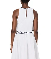 French Connection Alexis Crew Neck Sleeveless Scallop Top