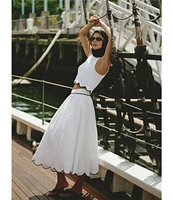French Connection Alexis Crew Neck Sleeveless Scallop Top