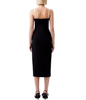 French Connection Azra Twill Corset Sweetheart Neck Sleeveless Midi Dress