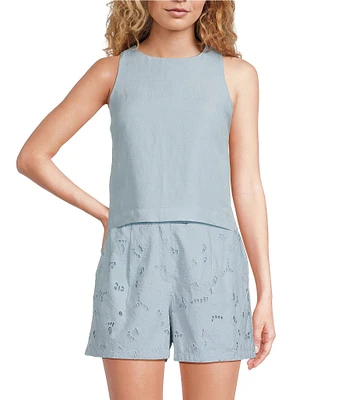 French Connection Birdie Linen Boat Neck Sleeveless Coordinating Top