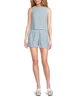 French Connection Birdie Linen Boat Neck Sleeveless Coordinating Top