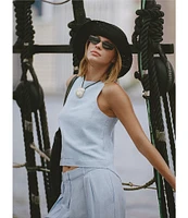 French Connection Birdie Linen Boat Neck Sleeveless Coordinating Top