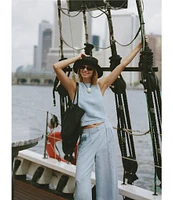French Connection Birdie Linen Boat Neck Sleeveless Coordinating Top