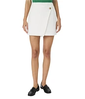 French Connection Birdie Linen High Waisted Overlap Wrap Mini Skirt