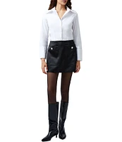 French Connection Carey Satin Embellished Button Mini Skirt