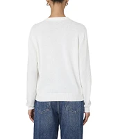 French Connection Cashmere Blend #double;C'est La Vie#double; Embroidered Crew Neck Long Sleeve Sweater