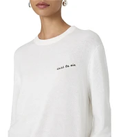 French Connection Cashmere Blend #double;C'est La Vie#double; Embroidered Crew Neck Long Sleeve Sweater