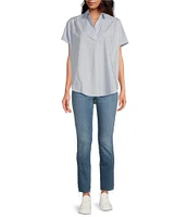 French Connection Cele Rhodes Point Collar Neck Short Sleeve Shirt