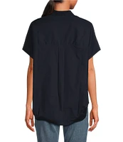 French Connection Cele Rhodes Point Collar Neck Short Sleeve Shirt
