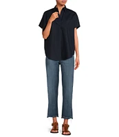 French Connection Cele Rhodes Point Collar Neck Short Sleeve Shirt