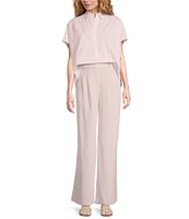 French Connection Cele Rhodes Point Collar Neck Short Sleeve Shirt