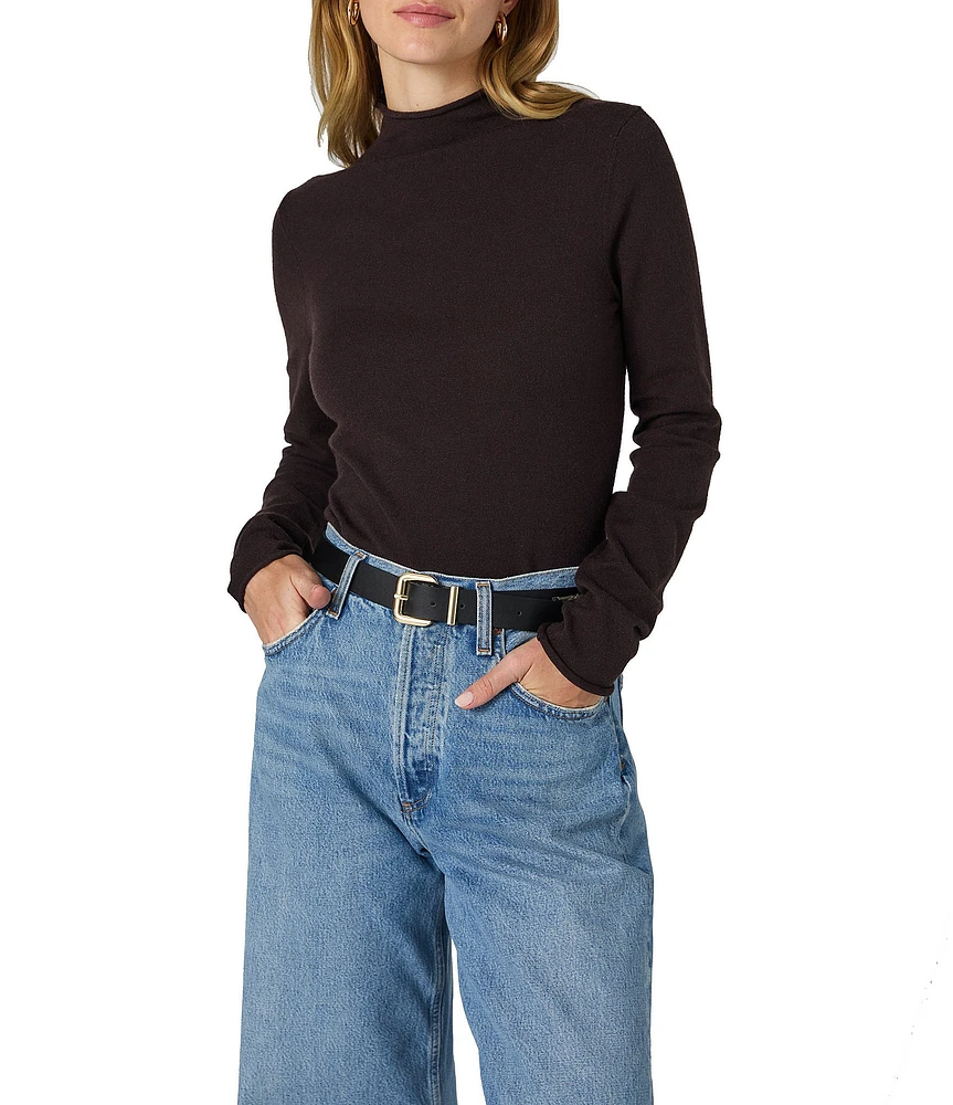 French Connection Cosysoft Knit Mock Neck Long Sleeve Fitted Top