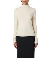 French Connection Cosysoft Knit Mock Neck Long Sleeve Fitted Top